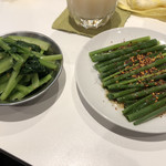 ホルモン串焼き 丸高 - 水菜ナムル＆パンチャンネギ