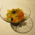 リストランテ サクラ - 白ワインのムース　ラムネでマリネしたマチェドニア