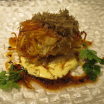 リストランテ サクラ - 白子、チンタセネーゼ豚のラルド、里芋のフリッコ、トリュフソース