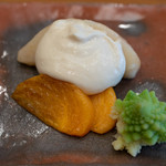 柚木元 - 2018.11 焼いたルレクチェ 柿 ロマネスコ 湯葉のクリーム