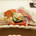 新ばし 星野 - 柿なます、銀杏、むかご、ばちこ、魳