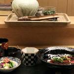 白 - 大和牛ステーキ丼に和束茶を('18.11月中旬 昼)