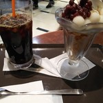 サンマルクカフェ イオンモール札幌発寒店 - ブレンドアイスコーヒーと白玉パフェ