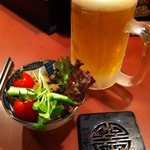 炭火焼とり 安喜 - ビールとつきだし