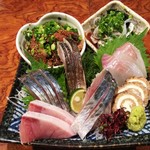 さば銀 - 鯖尽くしは、生鯖、〆鯖、炙り〆鯖。今宵は平鱸と寒鰤も(*￣∇￣)ノ