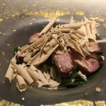 Lien - アントレ②（フランス産鴨の燻製とフォアグラの削り節 クレソンのサラダ仕立て）