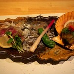 浅葱  - 和牛モモのタタキと長太郎貝の網焼き