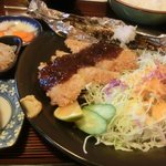 あずさ - この日のランチ（ソースかつとさんま）