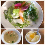 バイクス カフェ - サラダ・スープ・杏仁豆腐