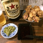 寅屋 - ハラミから揚げ(小)とお初のきざみわさび