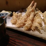 新日本料理 春 - 海老海老イカえのきレンコン秋刀魚。