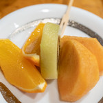 光寿司 - 2018.12 フルーツ盛り（オレンジ、キウイ、柿）