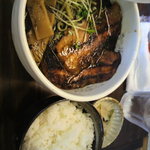 炙り焼豚トッピングとライス追加　1000円 携帯で写り悪いです。