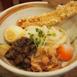 活麺富蔵 - 煮肉温泉玉子ぶっかけ ＆ 竹玉天トッピング