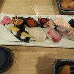 大阪 満マル - 特上にぎり 税込1,296円 (2018.12.05)