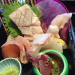 博多前炉ばた 一承 - 胡麻鯖、鮭、鯛、カンパチ、穴子の刺身。好きな刺身ばっかりです♡