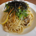 Cafe　fudoki - パスタランチ（1,050円）の、めがひらキノコの和風スパゲティ