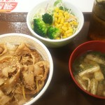 すき家 - 豚丼（並）+サラダセット　380円+150円