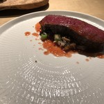 TTOAHISU - 和牛ステーキ（要追加料金）、九条ネギのリゾット添え・・キレイなお肉、100ｇ以上ありそう。