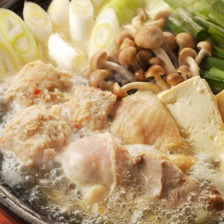 長州鶏骨付きぶつ・手作りつくね・野菜盛り合せ付き、長州水炊き