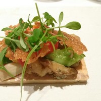 カンテサンス - 仏、フォアグラ　胡瓜、クルトン、焼き茄子、アーティチョーク、トマトを使って