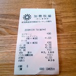 加勢牧場 - レシート
