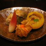 日本料理 晴山 - 【焼きかますの寿司・烏賊のわた和え・ほおずきトマト】♫2011/10
