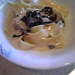 本日のパスタ。上に乗ったフォアグラが美味いこと！