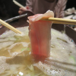 九州 熱中屋 - 五島豚のアゴ出汁しゃぶしゃぶ　完熟赤柚子胡椒添え　中