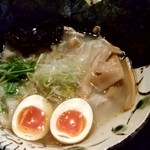 いち井 - 【2018.12.8(土)】焼きあご塩(並盛・150g)850円＋海老ワンタン200円＋焼き海苔と味玉150円