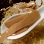 いち井 - 【2018.12.8(土)】焼きあご塩(並盛・150g)850円＋海老ワンタン200円＋焼き海苔と味玉150円のメンマ