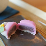 和三盆 恵菓 - "寒椿（かんつばき）"の斷面（きりくち）