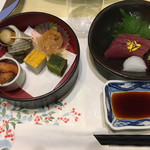 Kintetsu Hamajima Kantsurikurabu Resutoran - 前菜とお造りです
