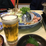 Kintetsu Hamajima Kantsurikurabu Resutoran - アサヒビールと鍋の具です