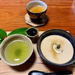 青岸寺内茶寮 喫茶去 - ほうじ茶プリンの煎茶セット400円