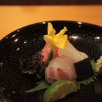 日本料理 たかむら - お造り（黒鯛・鮪・アオリイカ）