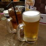 DON - 「ビール　中ジョッキ (490円)」「ウーロン茶 (300円)」