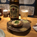 かしわ家 - サッポロラガー赤星＆山芋