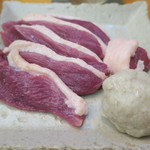 浅草じゅうろく - 鴨鍋の鴨肉、そばがき