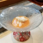 寿司栄 - 鱈の白子 裏漉ししたイクラ ポン酢の泡