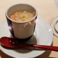 鮨 銀座 おのでら - 蟹餡掛けの茶碗蒸し。出汁の効いたしっとりとした茶碗蒸し。飲み物みたい。