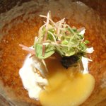 銀座 座屋 - 先付（カニ、柿、湯葉の和え物）