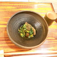 京都和久傳 - 大徳寺風菊菜の和え物、とんぶり添え