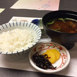 Hoteru Asuka - 食事（こしひかり、味噌汁）