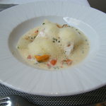 OGINO organic Restaurant - 白身魚の蒸し焼き　ムール貝と冬瓜のクリームソース