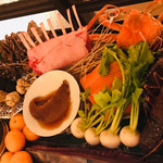 レストラン ナンペイダイ - キャビア、白トリュフ、天然舞茸、子羊、青鮫フカヒレ、蕪、サーモン、ズワイ蟹、伊勢海老、カツオ、みかん等