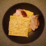 アロマクラシコ - 花愁仔豚と安納芋のピュレ  ひよこ豆のファリナータ
