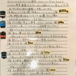 タケウチ - 店内メニャー♪　左側に電車マークがついてる料理が今日提供できるもの♥