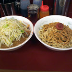 ラーメン二郎 - 小ラーメン+お茶漬け麺+ヤサイ+ニンニク(110813)