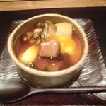 神楽坂 石かわ - 中皿　牛みすじ　蕪　椎茸　舞茸　湯葉